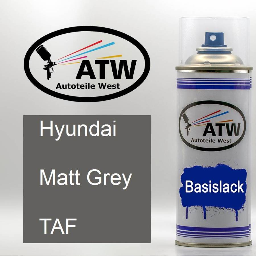 Hyundai, Matt Grey, TAF: 400ml Sprühdose, von ATW Autoteile West.